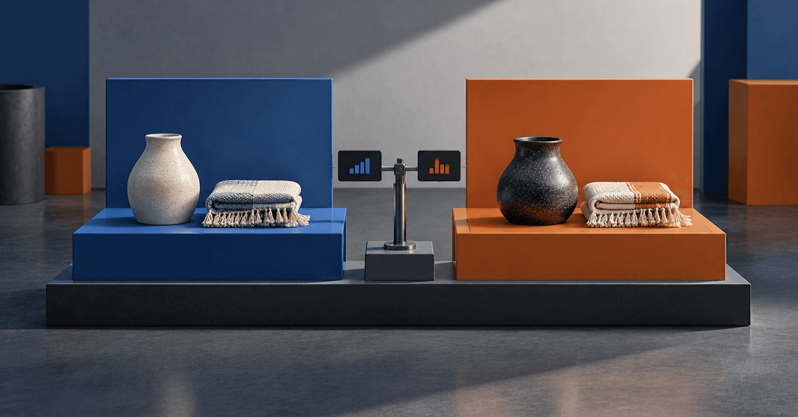 Ecommerce A/B testing comparing two product page variations and their performance metrics